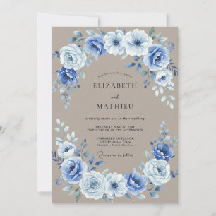 Invitation Mariage Dusty Blue Floral Laurel