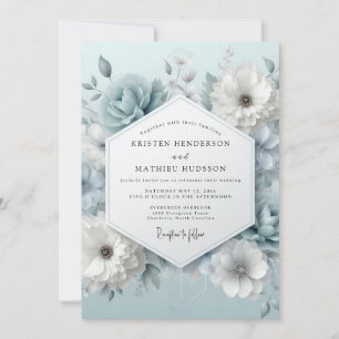 Invitation Mariage Dusty Blue Frosted Flora