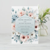 Invitation Mariage Dusty Blue Gossamer Bloom (Debout devant)