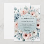 Invitation Mariage Dusty Blue Gossamer Bloom (Devant / Derrière)