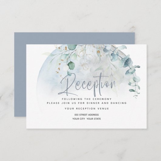 Invitation Mariage | Dusty Blue Over the Moon in Love (Devant / Derrière)