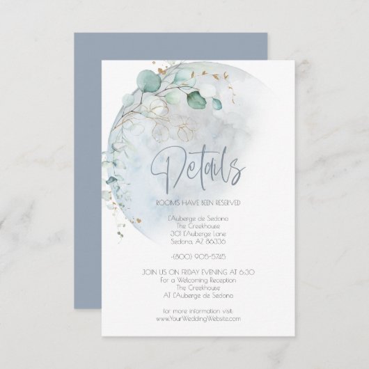 Invitation Mariage | Dusty Blue Over the Moon in Love (Devant / Derrière)