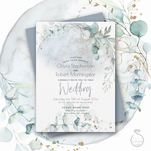 Invitation Mariage | Dusty Blue Over the Moon in Love