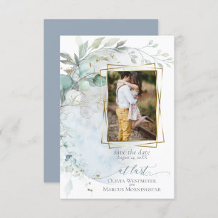 Invitation Mariage   Dusty Blue Over the Moon in Love