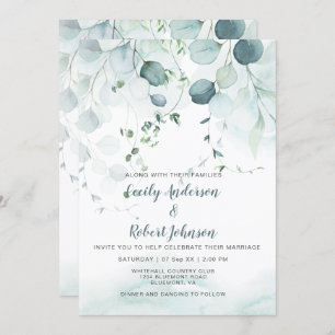 Invitation Mariage Dusty Blue & Sage Green Eucalyptus