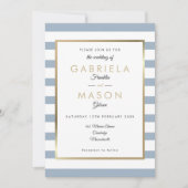 Invitation Mariage Dusty Blue Stripe| Faux Gold Foil (Devant)