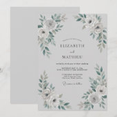 Invitation Mariage Dusty Eucalyptus Feuillage Gris Argenté (Devant / Derrière)