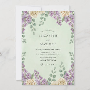 Invitation Mariage Dusty Lilac Wisteria Menthe