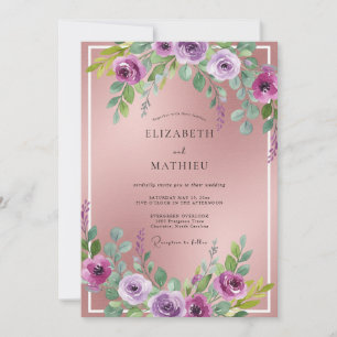 Invitation Mariage Dusty Mauve Magenta Ranunculus Eucalyptus