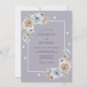 Invitation Mariage Dusty Mauve Pivoine Acier