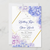 Invitation Mariage Dusty Pink & Bleu Nuit Flora Hydrangea (Devant)