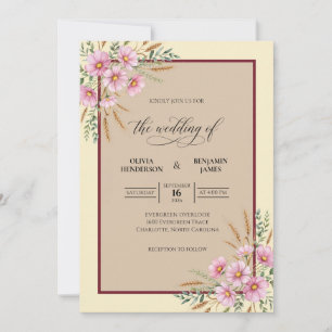 Invitation Mariage Dusty Pink Daisy Eucalyptus