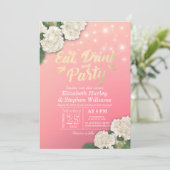 Invitation Mariage EAT Drink & Party Hydrangeas String Lights (Debout devant)