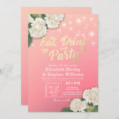 Invitation Mariage EAT Drink & Party Hydrangeas String Lights (Devant / Derrière)
