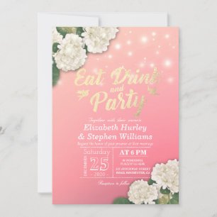 Invitation Mariage EAT Drink & Party Hydrangeas String Lights