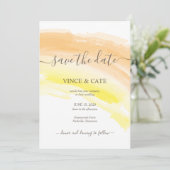 Invitation Mariage éclaboussure aquarelle jaune orange (Debout devant)