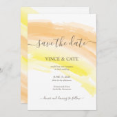 Invitation Mariage éclaboussure aquarelle jaune orange (Devant / Derrière)