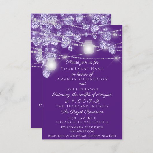 Invitation Mariage éclaire les jarres Parties scintillant rus (Devant / Derrière)