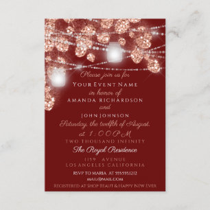 Invitation Mariage éclaire les jarres Rose rustique Gold Blus