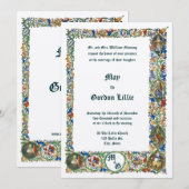 Invitation Mariage éclairé médiéval des années 1400 (Devant / Derrière)