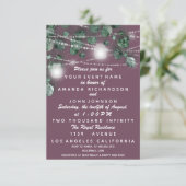 Invitation Mariage éclaire Robe Verte Rustique Diamant Violet (Debout devant)