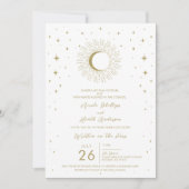 Invitation Mariage éclat de soleil céleste étoiles blanches e (Devant)