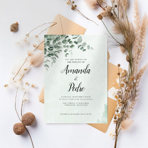 Invitation Mariage écologique minimaliste d'Eucalyptus