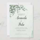 Invitation Mariage écologique minimaliste d'Eucalyptus (Devant)