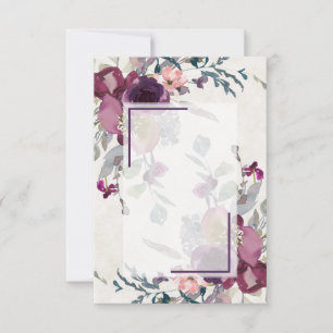 Invitation Mariage économique avec fleurs roses et bordeaux 
