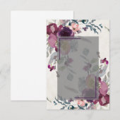 Invitation Mariage économique avec fleurs roses et bordeaux v (Devant / Derrière)