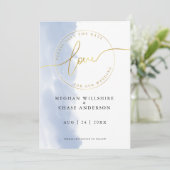 Invitation MARIAGE | Économisez la date Aquarelle bleu poussi (Debout devant)