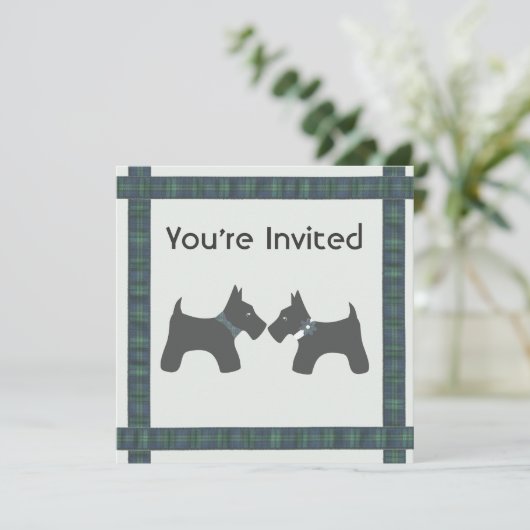 Invitation Mariage écossais avec thème tatan (Debout devant)