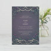 Invitation Mariage Écossais Dark Navy Or Chardon Celtique (Debout devant)