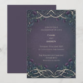 Invitation Mariage Écossais Dark Navy Or Chardon Celtique (Devant / Derrière)
