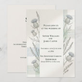 Invitation Mariage Écossais Minimaliste Thistle Lavande (Devant / Derrière)
