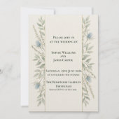 Invitation Mariage Écossais Thistle Botanique Minimal Vert (Devant)