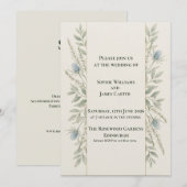 Invitation Mariage Écossais Thistle Botanique Minimal Vert (Devant / Derrière)