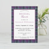 Invitation Mariage Écossais Vert Violet Tartan (Debout devant)