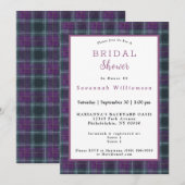 Invitation Mariage Écossais Vert Violet Tartan (Devant / Derrière)