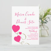 Invitation Mariage Écriture Cœurs et Volutes Rose Or (Debout devant)