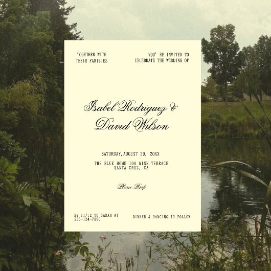 Invitation Mariage Écriture Crème Intemporel