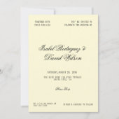 Invitation Mariage Écriture Crème Intemporel (Devant)