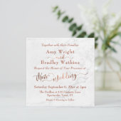 Invitation Mariage | Écriture cuivrée ornée sur marbre blanc (Debout devant)
