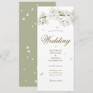 Invitation Mariage écriture dorée Fleur Blanche Florale