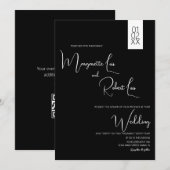 Invitation Mariage écriture ruban noir blanc moderne  (Devant / Derrière)