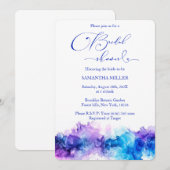 Invitation Mariage Editable Bleu et Violet (Devant / Derrière)