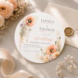 Invitation Mariage éditorial élégant Poppy Blush doux