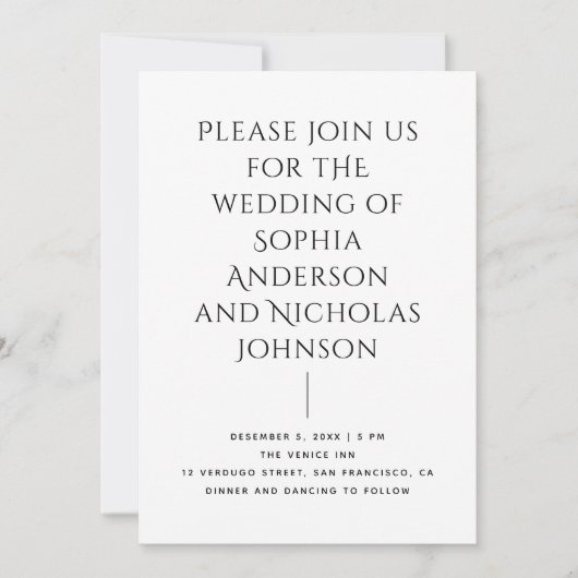 Invitation Mariage éditorial moderne | Typographie minimalist (Devant)