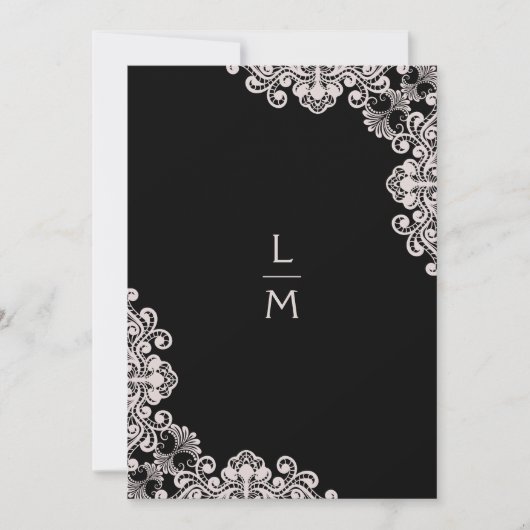 Invitation Mariage | Effet dentelle | Initiales classiques | (Devant)