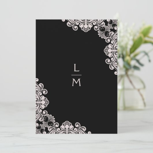 Invitation Mariage | Effet dentelle | Initiales classiques | (Debout devant)